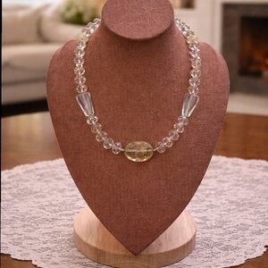 Elegant Vintage Crystal Pearl Quartz Necklace
